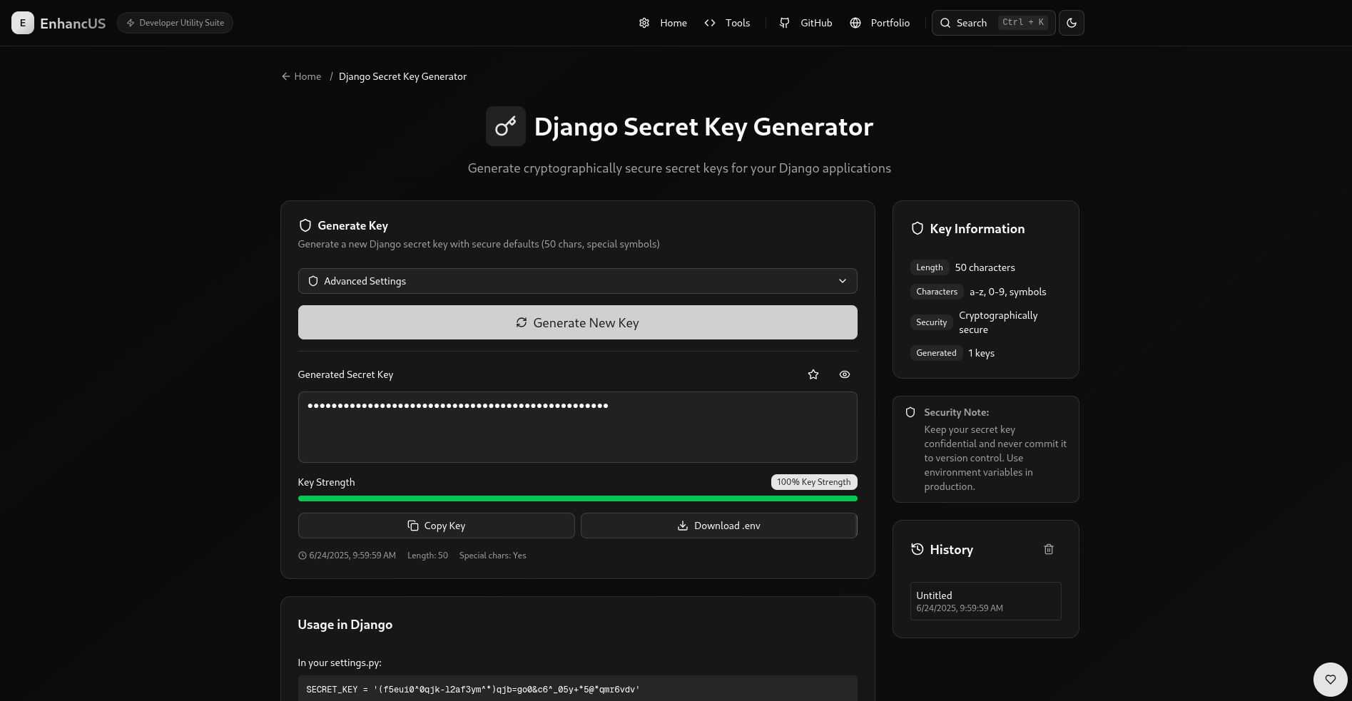 Django Secret Key Generator